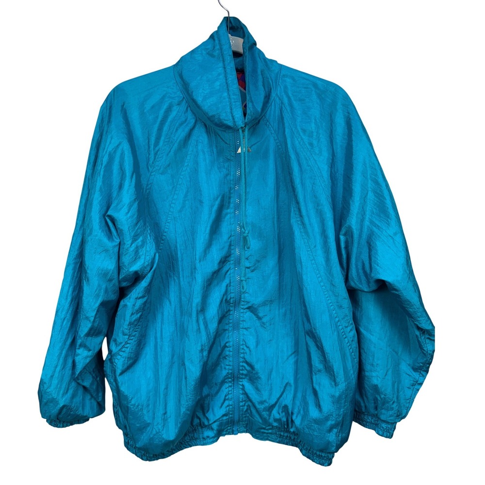 VTG 80s 90s Tracksuit Womens‎ Teal Pink Multicolor Windbreaker Set Reversible - Picture 3 of 16